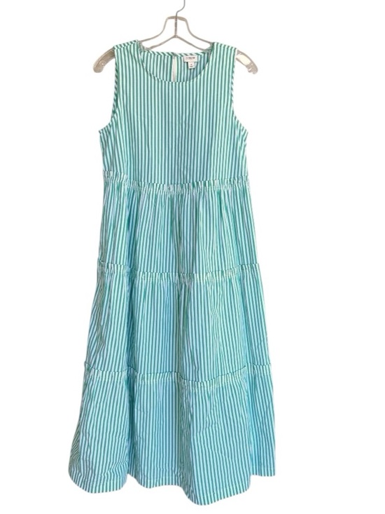 J. Crew Factory Dresses & Skirts - J. Crew Factory Green/White Striped Poplin Sleeveless Tiered Boho Maxi Size 2